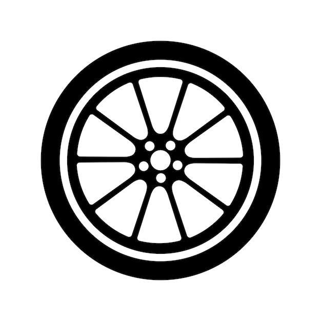 Icône de vecteur de roue isolé sur fond blanc