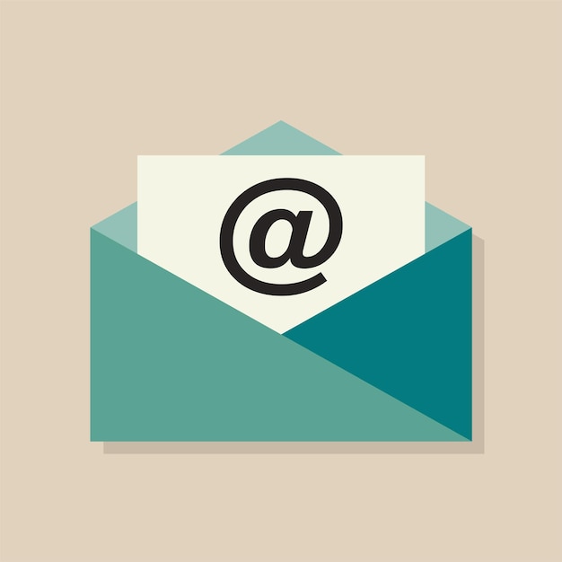Icône de vecteur de style plat de courrier électronique. Enveloppe ouverte avec lettre.