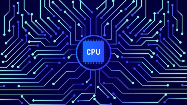 Icône de vecteur de technologie numérique icône de processeur CPU micropuce avec fond eps de carte de circuit imprimé