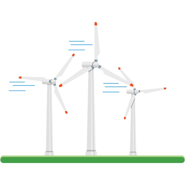 Icône De Vecteur De Turbine D'énergie éolienne Isolé Sur Blanc