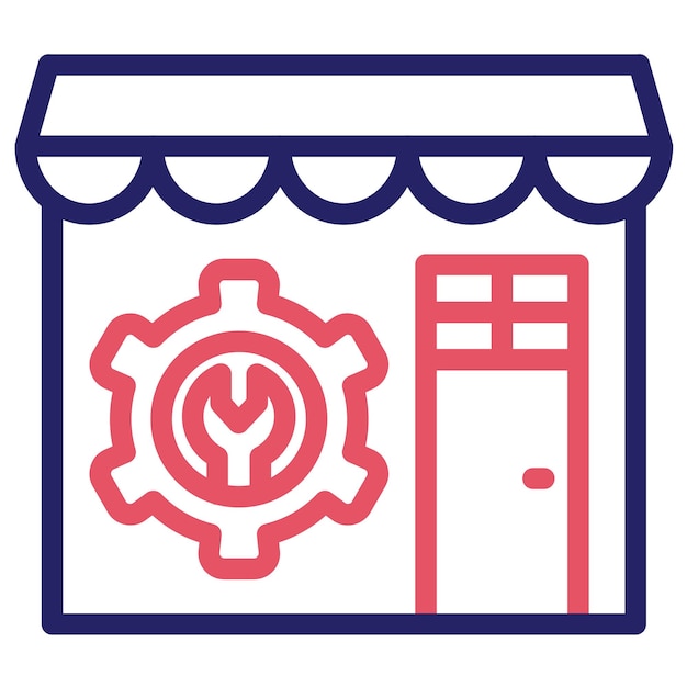 Vecteur l'icône vectorielle de la boutique mécanique de l'icône des magasins et des magasins