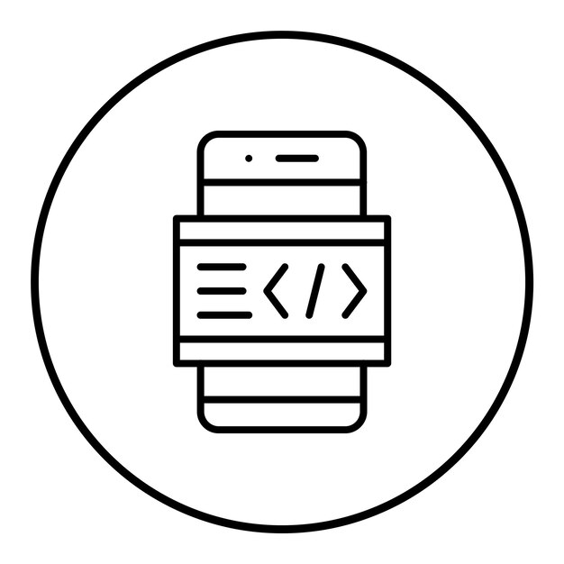 Icône vectorielle de codage de smartphone Peut être utilisée pour l'icône d'hébergement Web