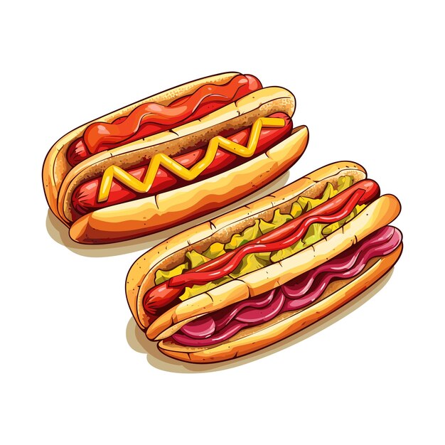 Vecteur icône vectorielle colorée de quatre hot-dogs isolés sur fond blanc