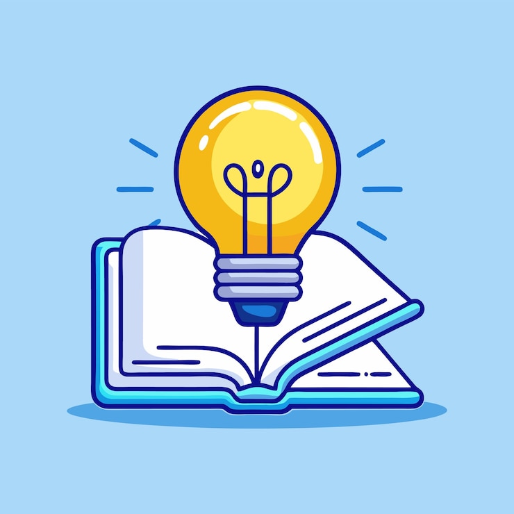 Vecteur icône vectorielle de dessin animé illustration d'un livre avec une ampoule