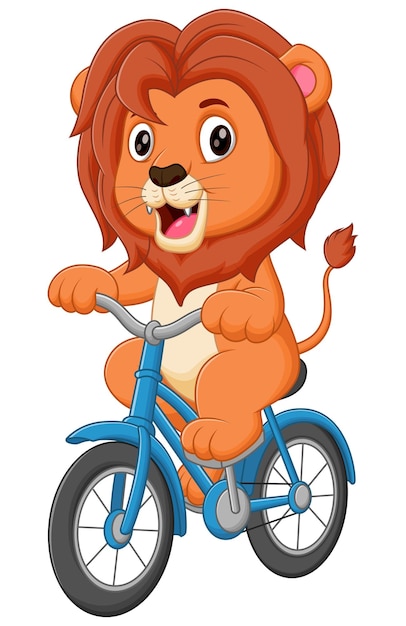 Vecteur icône vectorielle de dessin animé de lion à vélo illustration icône sportive d'animal concept