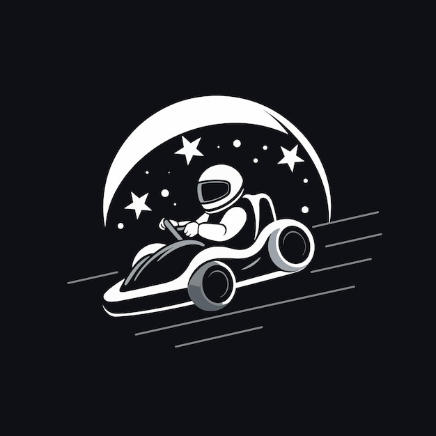 Vecteur l'icône vectorielle du dessin animé cute astronaut riding motorcar avec une étoile