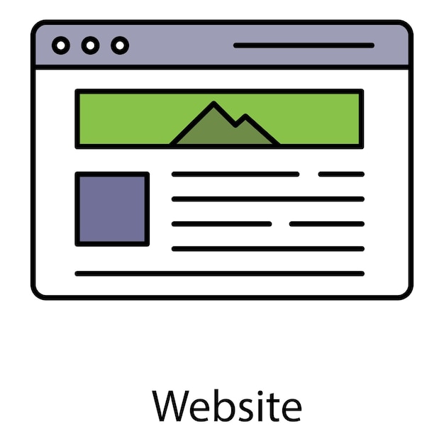 Icône vectorielle du site Web illustrant la navigation sur le Web, la fenêtre du navigateur et la communication numérique