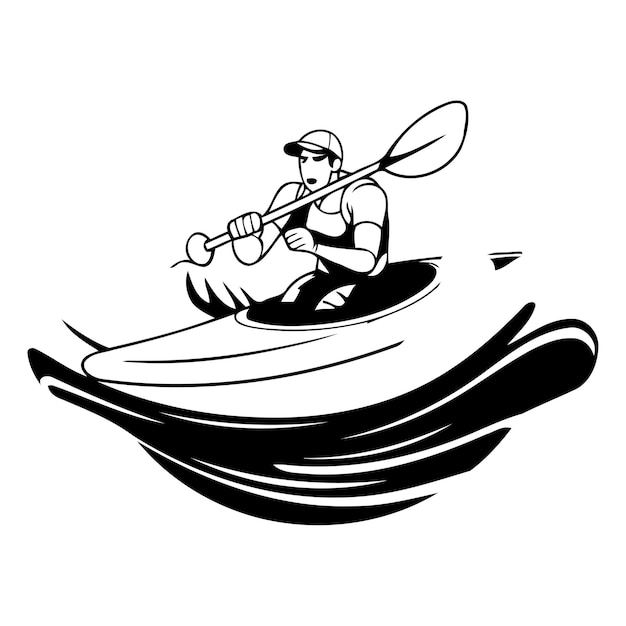 Vecteur icône vectorielle du sport du kayak illustration du kayak et du rameur