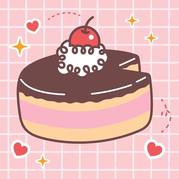 Icône vectorielle d'illustration de gâteau au fromage de dessin animé de nourriture kawaii de style d'autocollant de manga anime japonais mignon