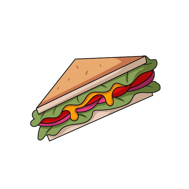 Vecteur icône vectorielle d'illustration de sandwich sur fond blanc