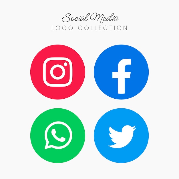 Icône vectorielle des médias sociaux Facebook Instagram Whatsapp et Twitter