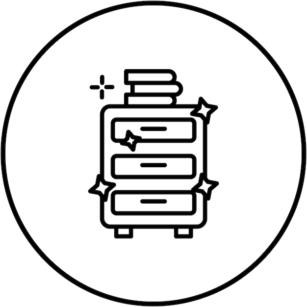 Vecteur l'icône vectorielle de nettoyage des tiroirs peut être utilisée pour le nettoyage et le dépoussiérage