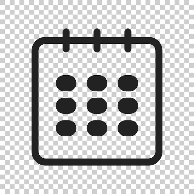 Icône vectorielle de l'ordre du jour en style plat Illustration de rappel sur un fond transparent isolé Concept de date de calendrier