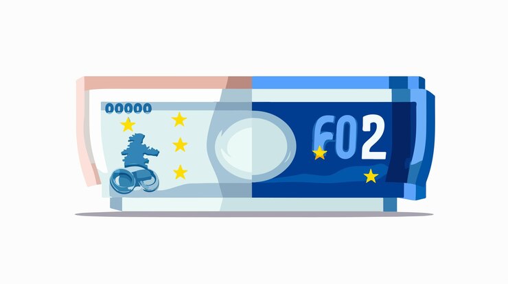 Vecteur icône vectorielle de paiement des billets en euros dans le style bicolore