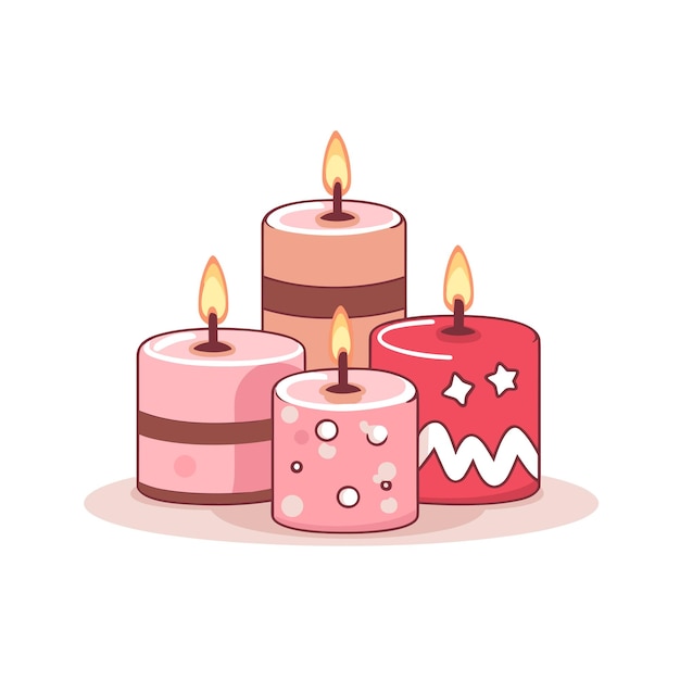 Icône vectorielle plate deux bougies allumées placées côte à côte
