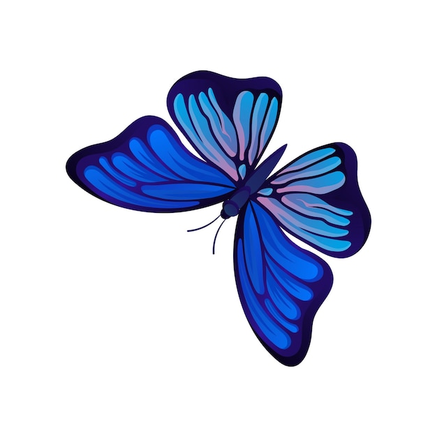Icône vectorielle plate de papillon lumineux Insecte volant avec deux paires d'ailes avec un beau motif Design pour textile de décoration murale ou carte postale
