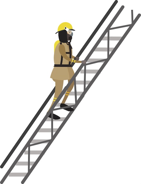 Vecteur icône vectorielle de pompier montant les escaliers isolée sur blanc