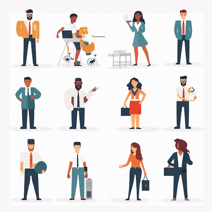 Vecteur icône vectorielle professionnelle illustration d'affaires gestion de symbole de ligne ensemble concept de personnes