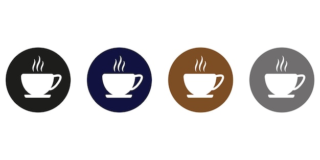 Icône vectorielle ronde de tasse à café. Tasse d'icônes de café. Icônes rondes simples.