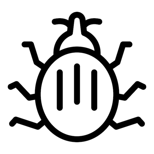 Icône vectorielle simple en noir et blanc d'un coléoptère de la pomme de terre du Colorado
