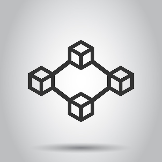 Icône vectorielle de la technologie blockchain dans un style plat Illustration de bloc de cube de cryptographie Concept d'algorithme de blockchain