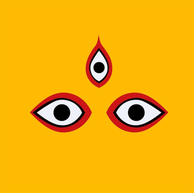 Vecteur icône vectorielle des yeux de lord durga sur les couleurs jaunes