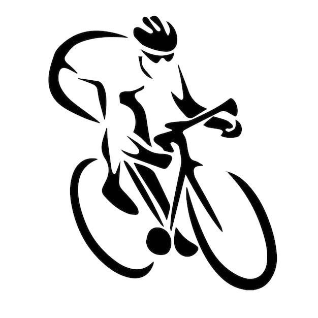 Vecteur icône de vélo. symbole de la course cycliste. icône plate de course cycliste. signe cycliste. silhouette de cycliste de route.