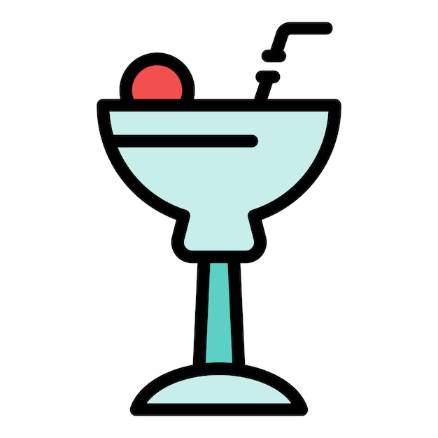 Vecteur icône de verre à cocktail contour icône de vecteur de verre à cocktail pour la conception de web isolée sur fond blanc couleur plate