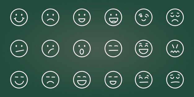 Icône De Visages Emojis Dans Un Style Dessiné à La Main Illustration Vectorielle D'émoticônes Doddle Sur Fond Isolé Concept D'entreprise De Signe De Visage Heureux Et Triste