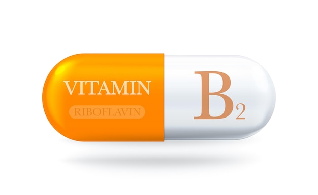 Vecteur icône de vitamine b2 capsule de pilule riboflavine b illustration vectorielle en 3d