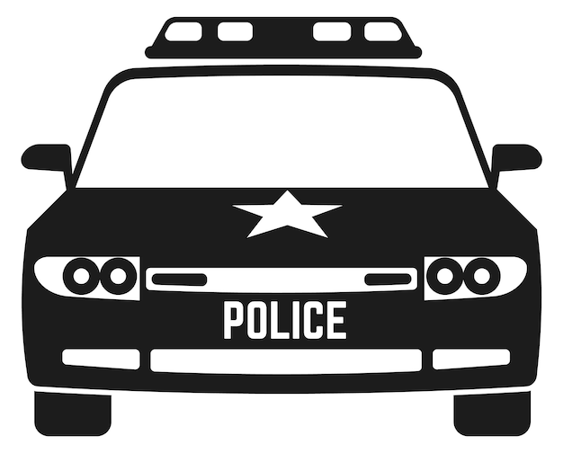 Vecteur icône de voiture de police patrol auto vue avant isolé sur fond blanc