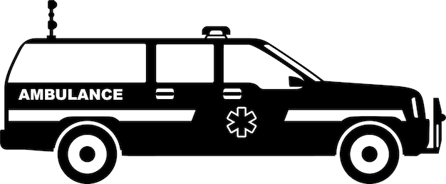 Vecteur icône de voiture d'urgence d'ambulance dans l'illustration vectorielle de style plat