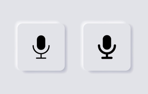 Icône de voix de microphone neumorphique symbole de haut-parleur de microphone ui ux app web en boutons de neumorphisme blancs