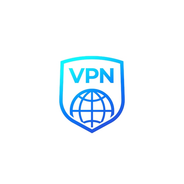 Icône VPN avec bouclier sur blanc