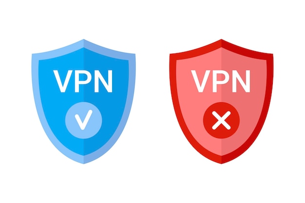 icône VPN bouclier sans fil wifi et pas de vpn icône signe design plat ensemble Wifi signal internet symboles bouclier de sécurité isolé