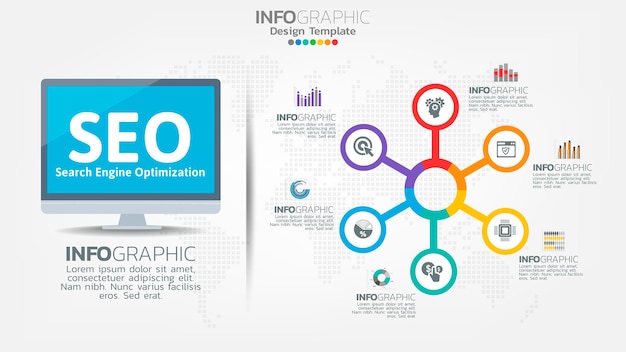 Icône web de bannière d'optimisation de moteur de recherche SEO pour les entreprises et le marketing