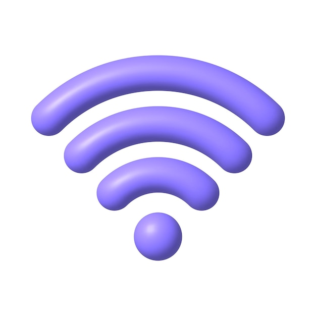Icône WiFi violet Illustration vectorielle de réseau sans fil réaliste 3D