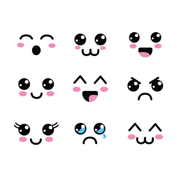 Vecteur icône yeux kawaii
