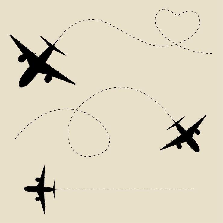 Vecteur icônes d'avion illustrations vectorielles. noir . resource graphic.design.spot.travel.details.trajectory