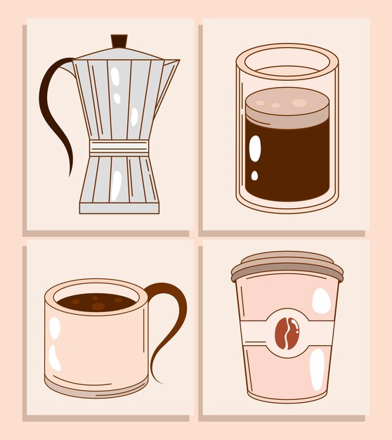 Vecteur icônes boisson au café