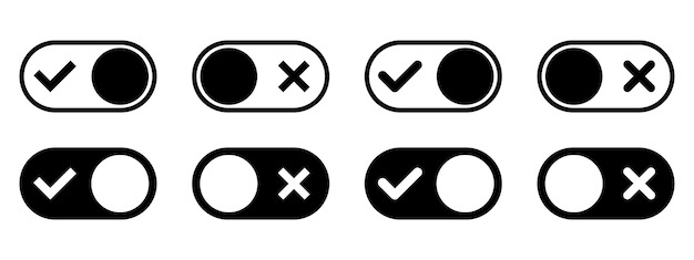 Les icônes des boutons de commutation d'allumage et d'éteinte sont définies.