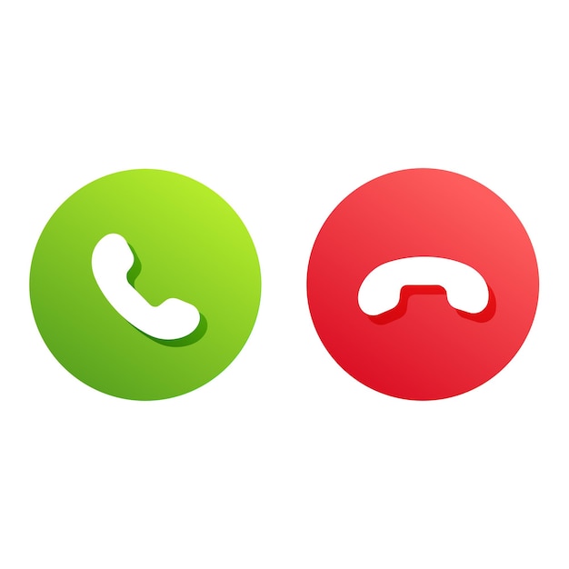 Vecteur les icônes des boutons téléphoniques acceptent et raccrochent l'appel