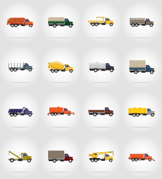 Vecteur icônes de camion plat vector illustration