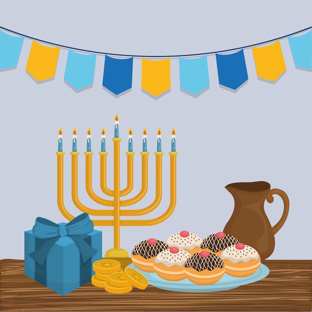 Icônes De Célébration De Hanukkah Heureux