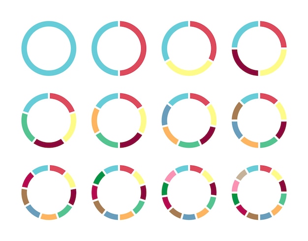 Icônes De Cercle Pour L'infographie Collection De Diagrammes Colorés Avec Des Sections Et Des étapes