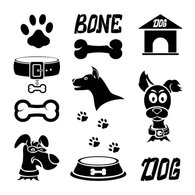 Icônes de chien noir