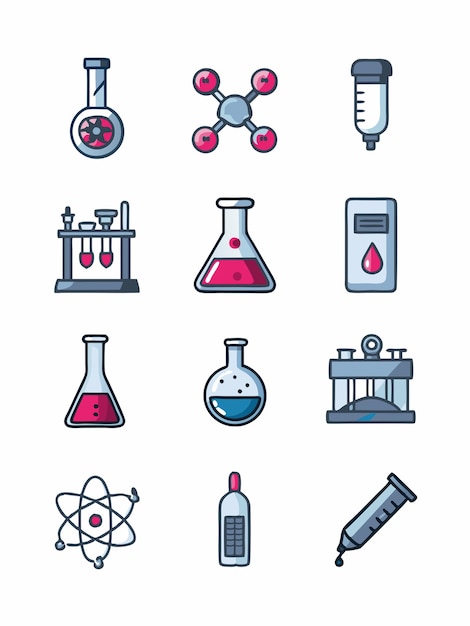 Icones de chimie illustration graphique vectorielle format de fichier source EPS conception d'icône de mise à l'échelle sans perte