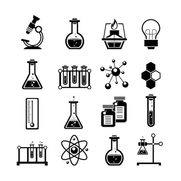 Icônes De Chimie Mis En Noir