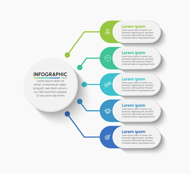 Icônes De Chronologie Infographique D'entreprise Conçues Pour Le Modèle De Fond Abstrait