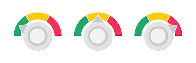Vecteur icônes colorées de compteur de vitesse échelle de vitesse colorée icônes de compteur de jauge